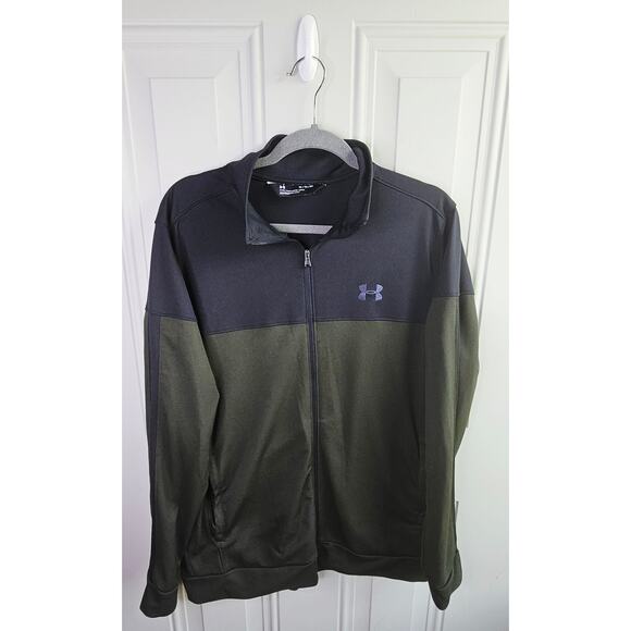 Under Armour Green Fitted Mens XL Track Jacket Zip UP Collared Active Wear Gym - Picture 1 of 6